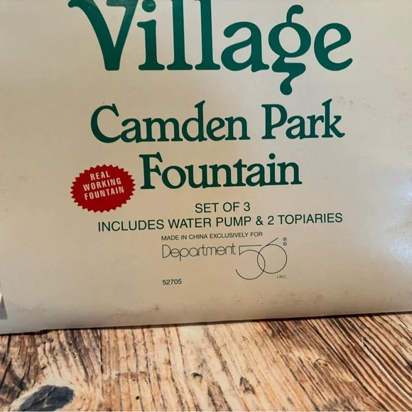 Dept 56 #52705 Village Camden Park Fountain Working Water Fountain with box - Picture 4 of 9